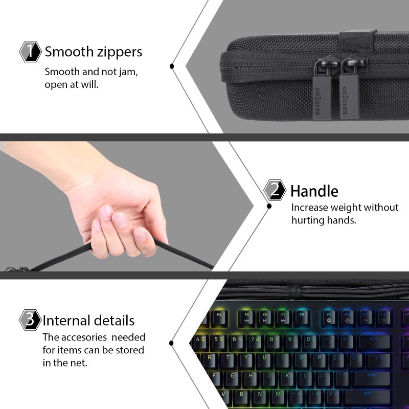 co2CREA Hard Travel Case Replacement for Razer Huntsman Tournament Edition TKL Tenkeyless Gaming Keyboard - Image 4
