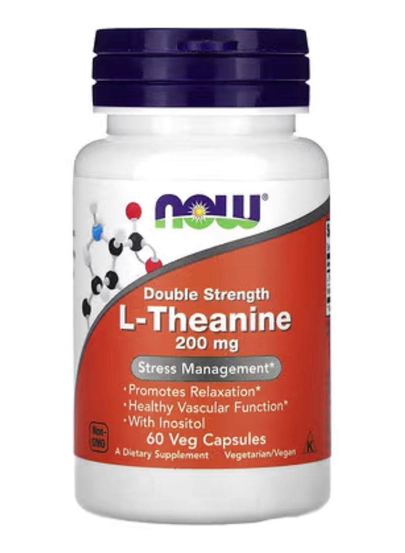 ناو مكمل غذائي مزدوج التركيز من إل-ثيانين 200 ملغ - 60 كبسولة - Image 1