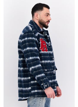 Asos Design Men Embroidered Jacket Shirt, Navy Combo  - Image 3