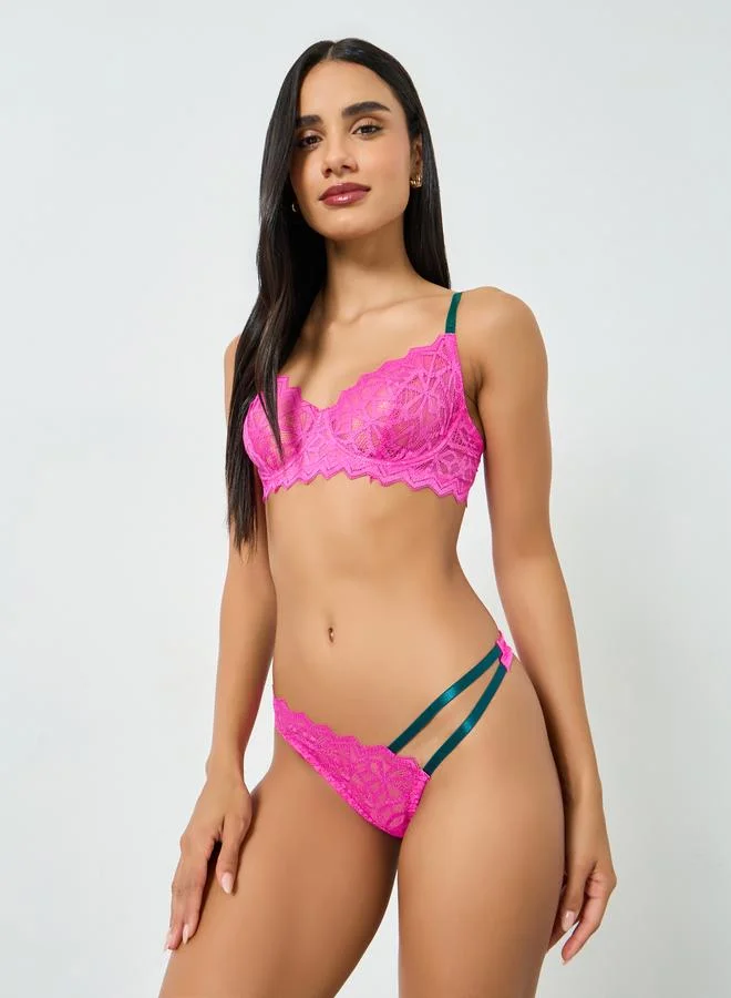 تايك تو مجموعة من سراويل داخلية وصدرية دانتيل بأسلاك وبلا حشوة