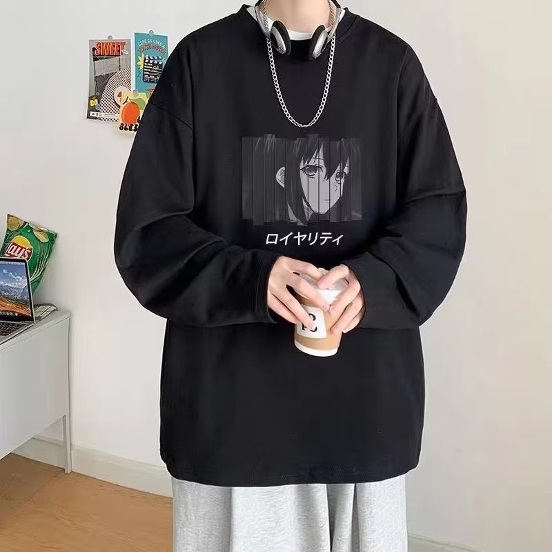 Hong Kong Style Hip Hop Long Sleeve T-Shirt Men'S Pure Cotton Inner Base Shirt Trendy Brand Teenager T-Shirt - Image 1