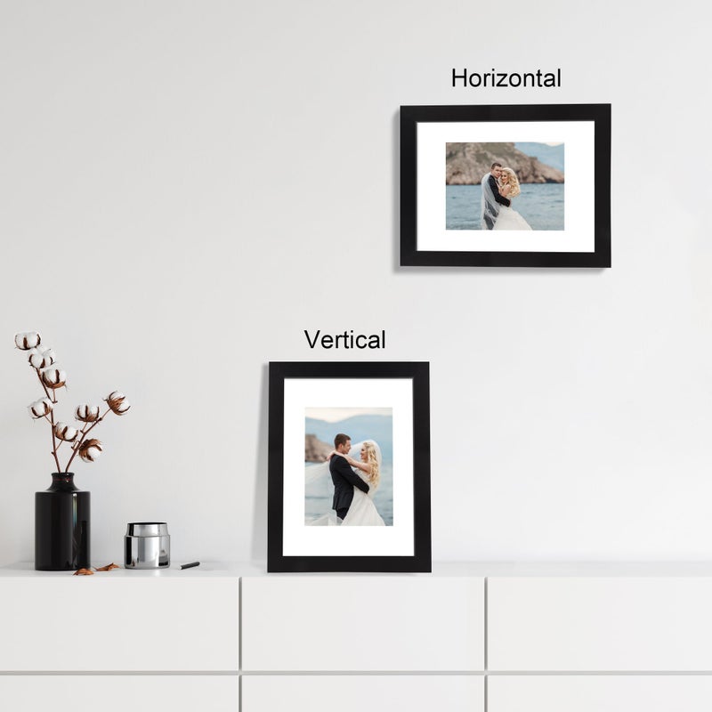 iRahmen 9x12 Picture Frame Set of 4 with Tempered Glass  Rustic Black Wood Frame Display 6x8 Picture with Mat or 9 x 12 Without Mat  9 x 12 Picture Frame for Wall Mount and Tabletop Display - Image 5