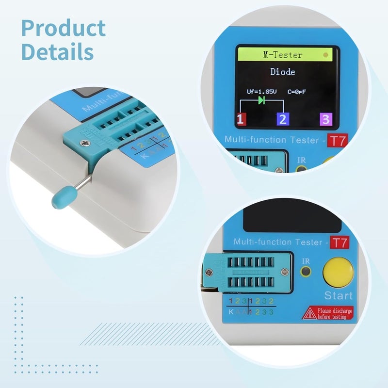 Digital LCD Transistor Tester, Multi-Function Component Analyzer for Diodes, Capacitors, Resistors, Inductors, Portable Design - Image 2