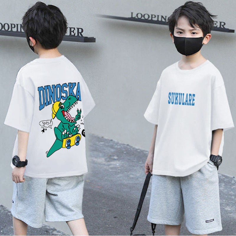 Cotton Boys' Short-Sleeved T-Shirt New Summer Children'S Boys Middle And Big Children'S Summer Fashionable Cartoon Top - Image 2