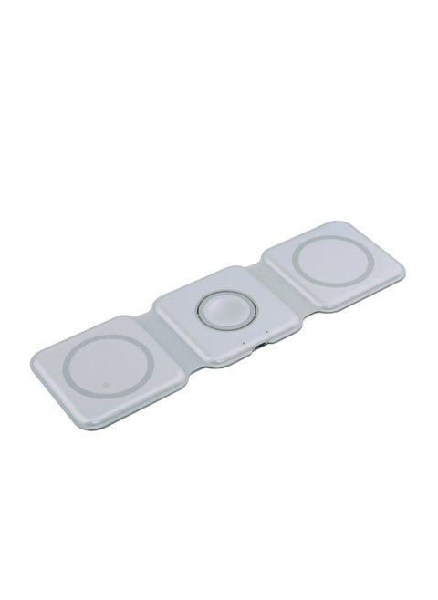3-in-1 Wireless Charger, Magnetic Foldable Charging Station White for iPhone Android