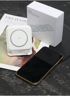 Generic 3-in-1 Wireless Charger, Magnetic Foldable Charging Station White for iPhone Android  - Image 2
