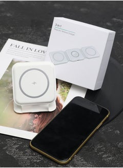 Generic 3-in-1 Wireless Charger, Magnetic Foldable Charging Station White for iPhone Android  - Image 4