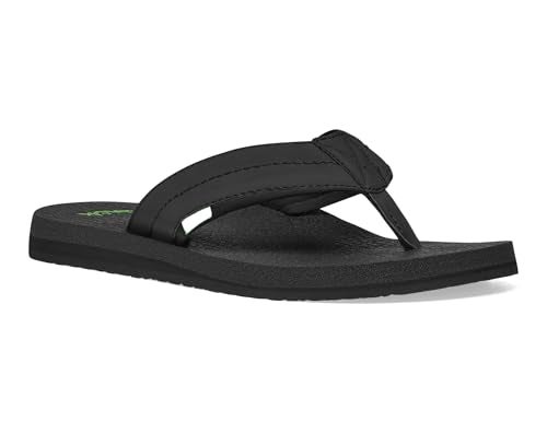 Sanuk Mens Beer Cozy 2 | Flip Flops for Men | Mens Sandals | Beach Sandals | Supportive & Lightweight | Memory Foam Footbed, Black, 13 - Image 1