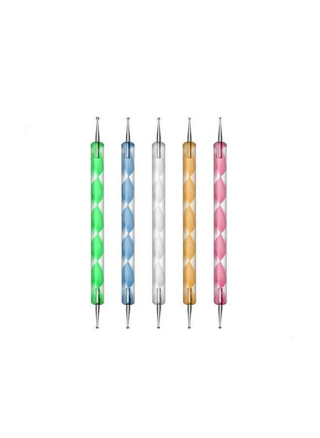 Aoshang 5 Pc Uv Gel Painting Diy Design Nail Art 2 Way Dotting Pen Tool Nail Art Tip Dot Paint Manicure Kit  - Image 1