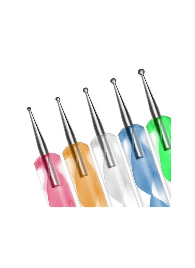 Aoshang 5 Pc Uv Gel Painting Diy Design Nail Art 2 Way Dotting Pen Tool Nail Art Tip Dot Paint Manicure Kit  - Image 2
