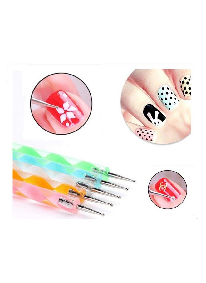 Aoshang 5 Pc Uv Gel Painting Diy Design Nail Art 2 Way Dotting Pen Tool Nail Art Tip Dot Paint Manicure Kit  - Image 4
