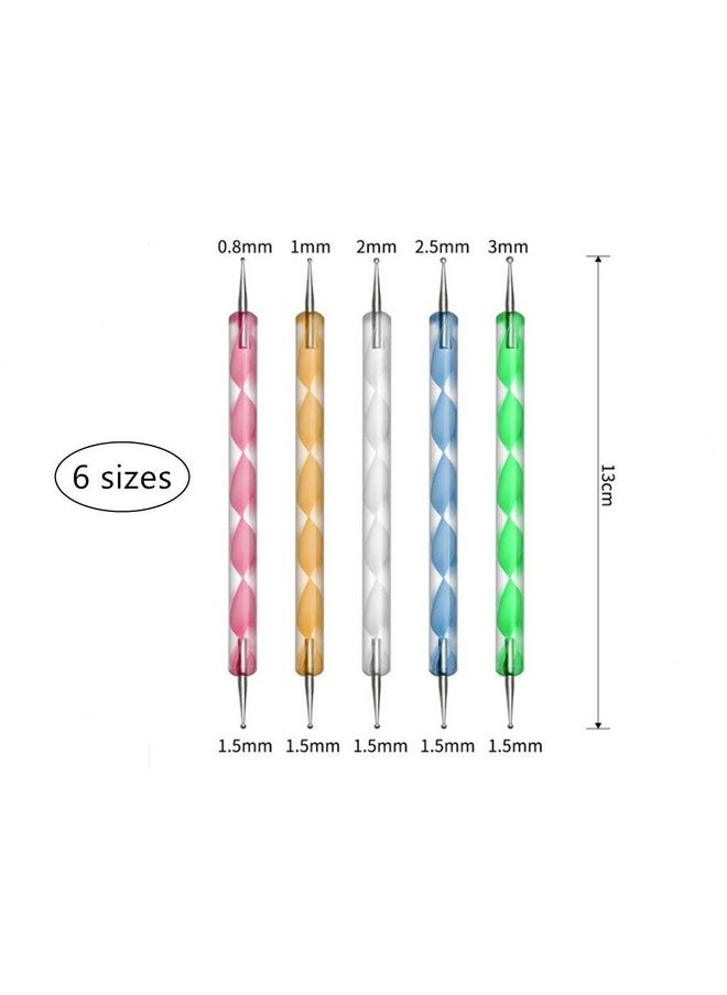 Aoshang 5 Pc Uv Gel Painting Diy Design Nail Art 2 Way Dotting Pen Tool Nail Art Tip Dot Paint Manicure Kit  - Image 3