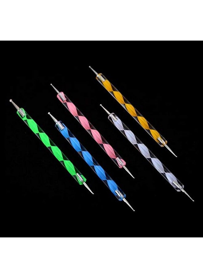 Aoshang 5 Pc Uv Gel Painting Diy Design Nail Art 2 Way Dotting Pen Tool Nail Art Tip Dot Paint Manicure Kit  - Image 5