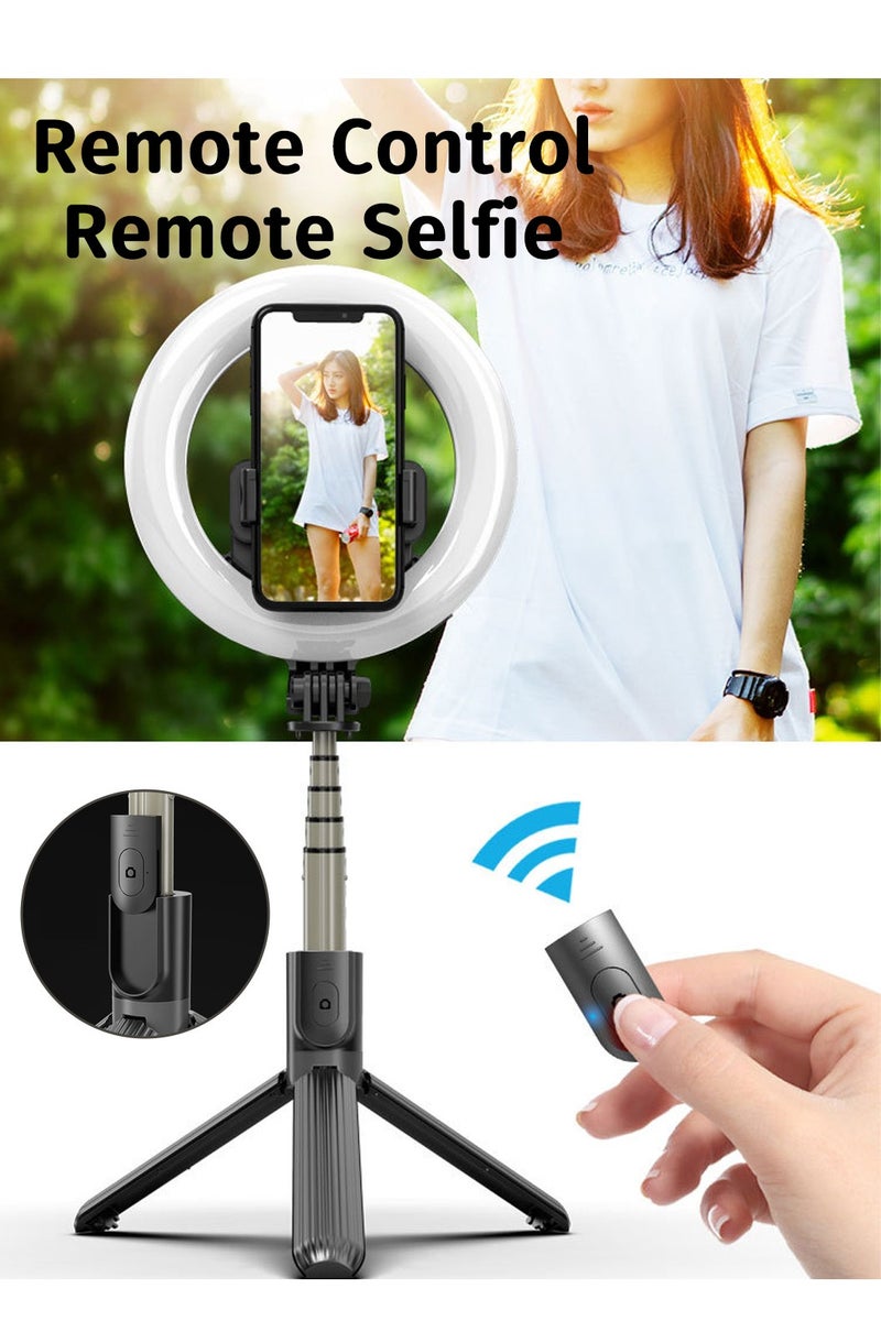 LEOKOR 5 inch Ring Light with 35 inch Extendable Tripod Stand & Phone Holders, 3 Color Modes 1200mAh Rechargeable, Foldable Ring Light for Conference Zoom Live Streaming Video Call Makeup, White - Image 2