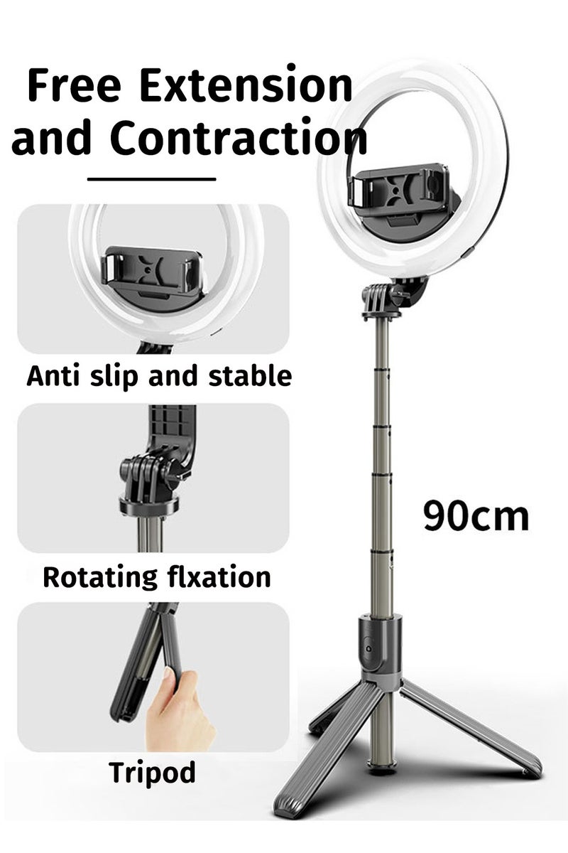 LEOKOR 5 inch Ring Light with 35 inch Extendable Tripod Stand & Phone Holders, 3 Color Modes 1200mAh Rechargeable, Foldable Ring Light for Conference Zoom Live Streaming Video Call Makeup, White - Image 4