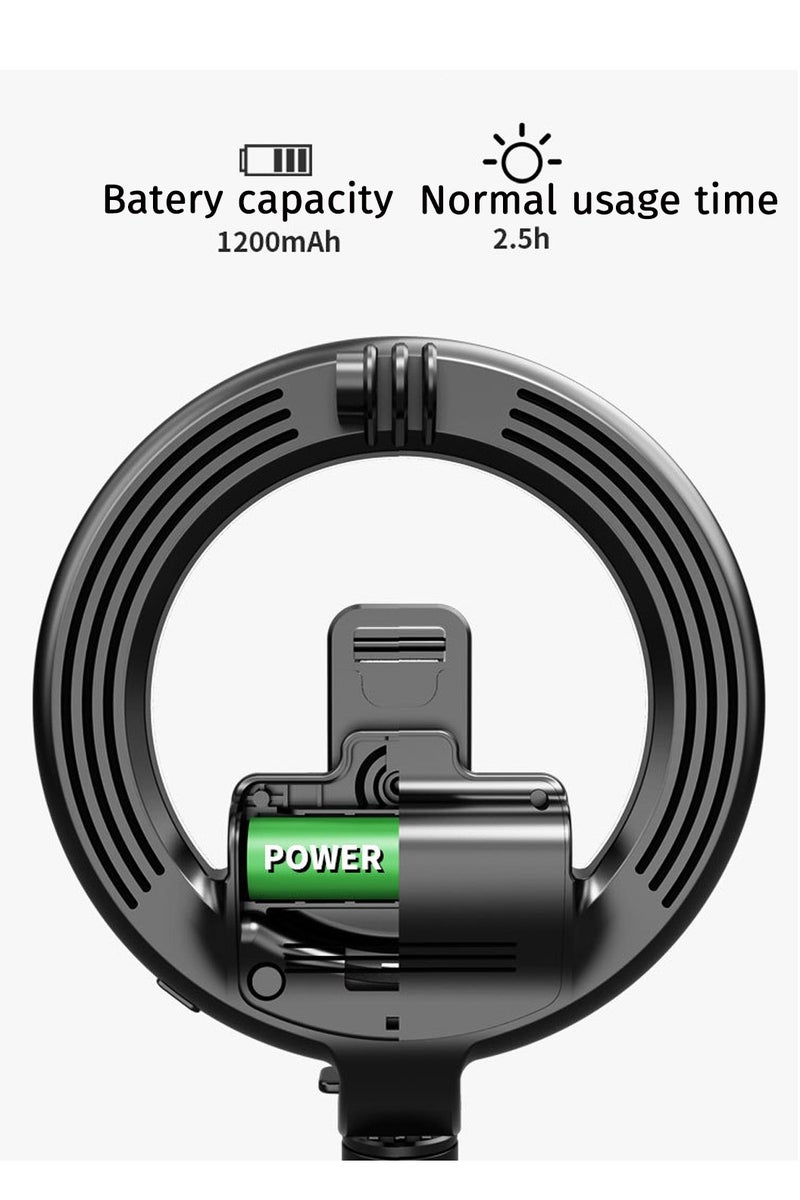 LEOKOR 5 inch Ring Light with 35 inch Extendable Tripod Stand & Phone Holders, 3 Color Modes 1200mAh Rechargeable, Foldable Ring Light for Conference Zoom Live Streaming Video Call Makeup, White - Image 5