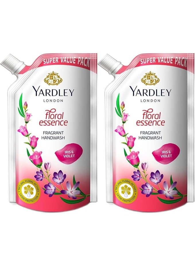 Yardley Floral Essence 675ml Pack of 2 Fragrant Handwash| Infused with Natural Floral Actives| Iris & Violet| Germ Protection| For Soft & Fragrant Skin - Image 1