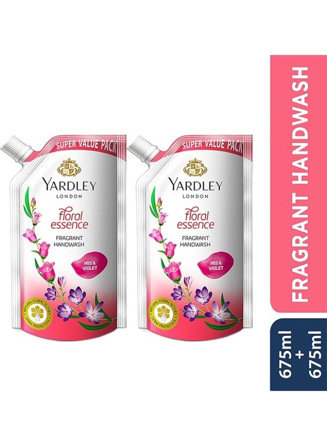 Yardley Floral Essence 675ml Pack of 2 Fragrant Handwash| Infused with Natural Floral Actives| Iris & Violet| Germ Protection| For Soft & Fragrant Skin - Image 2