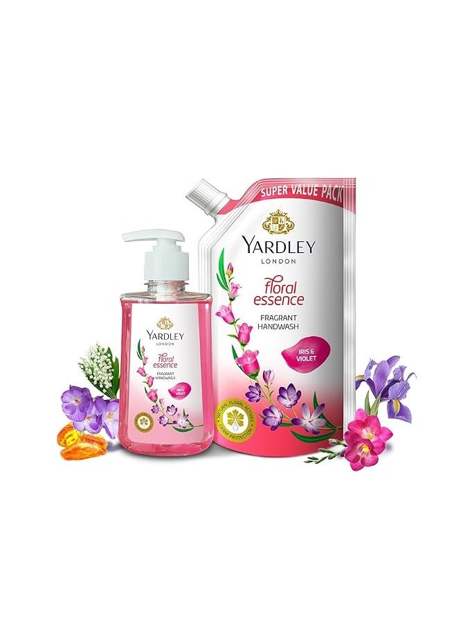 Yardley Floral Essence 675ml Pack of 2 Fragrant Handwash| Infused with Natural Floral Actives| Iris & Violet| Germ Protection| For Soft & Fragrant Skin - Image 3