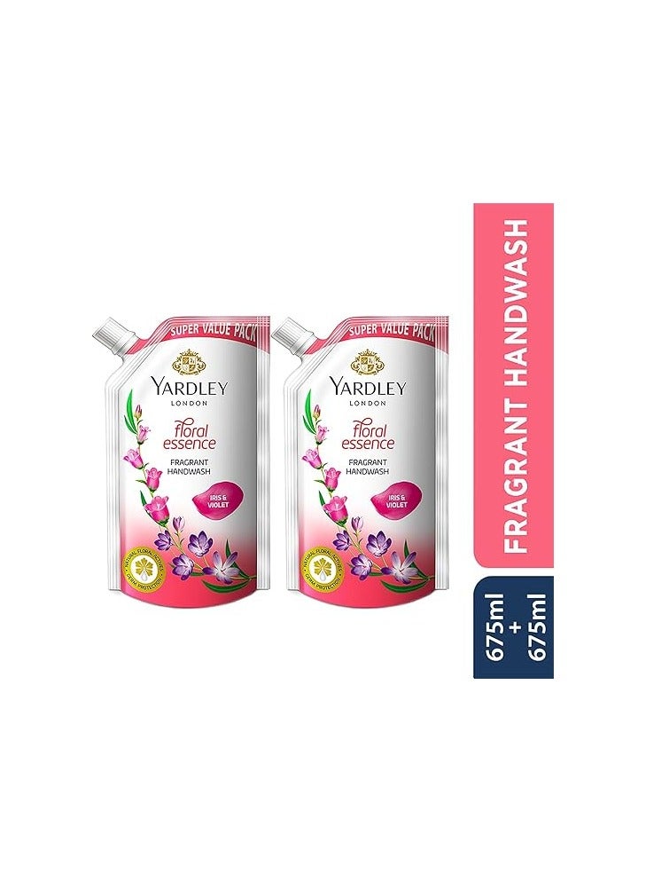 Yardley Floral Essence 675ml Pack of 2 Fragrant Handwash| Infused with Natural Floral Actives| Iris & Violet| Germ Protection| For Soft & Fragrant Skin - Image 4