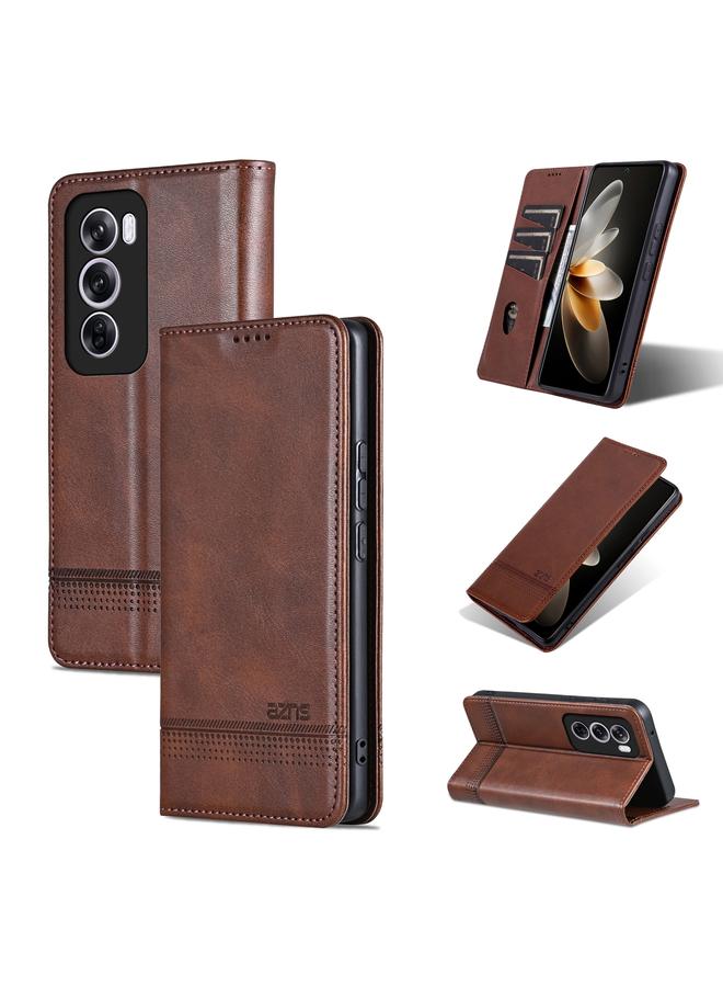 The Bros Case For OPPO Reno12 Pro Global Magnetic Calf Texture Flip Leather Phone Case