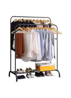 U-HOOME Clothes Rack, Clothing Garment Rack Metal Double Rail Hanging Clothes 2-Tier Storage Shelf for Boxes Shoes Boots Commercial Grade Multi-Purpose Entryway Shelving Unit for Home Office Bedroom  - Image 1