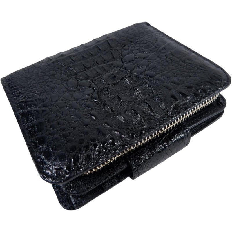 Genuine Caiman Crocodile Skin Leather Medium Zip Around Women's Clutch Wallet Coins Purse, Medium Coins Purse Clutch Wallet - Image 2