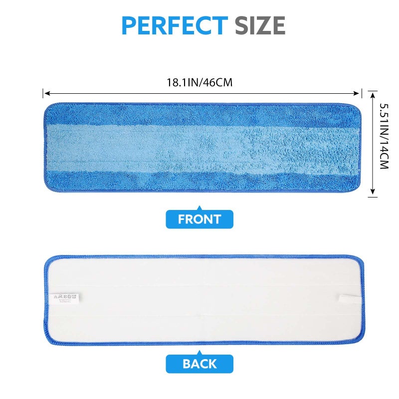 wlich 6 Pack Microfiber Cleaning Pads are Compatible with Bona Mop,18 Inch Replaceable Mop Pad Refill,Washable & Reusable Blue Microfiber Mop Pads for Hardwood and Hard-Surface Floors - Image 2