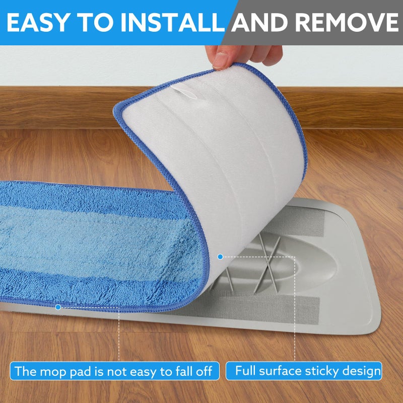 wlich 6 Pack Microfiber Cleaning Pads are Compatible with Bona Mop,18 Inch Replaceable Mop Pad Refill,Washable & Reusable Blue Microfiber Mop Pads for Hardwood and Hard-Surface Floors - Image 4