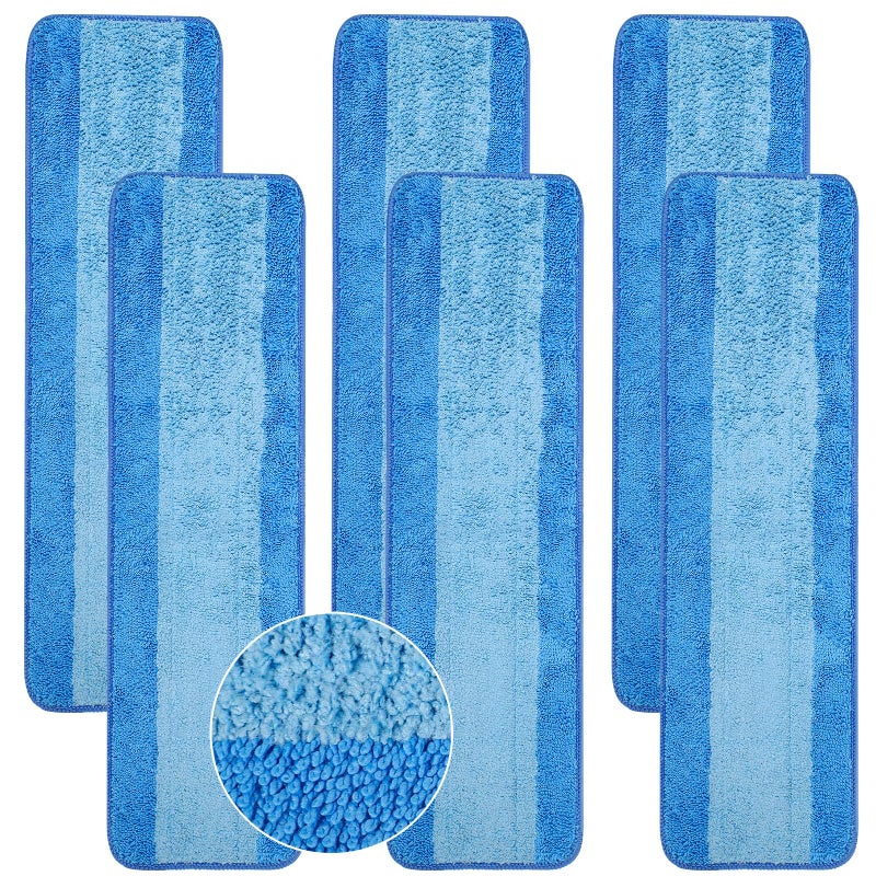 wlich 6 Pack Microfiber Cleaning Pads are Compatible with Bona Mop,18 Inch Replaceable Mop Pad Refill,Washable & Reusable Blue Microfiber Mop Pads for Hardwood and Hard-Surface Floors - Image 1