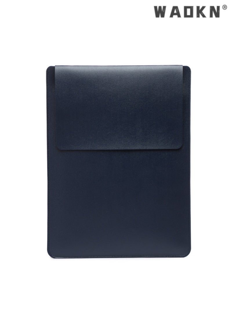 WAOKN Blue Laptop Sleeve for 13-13.3 inch Devices, Premium Leather Notebook Cover, Protective Tablet Case, Supply for Business and Travel Use， Wear-resistant, Scratch-resistant, and Waterproof Design  - Image 1