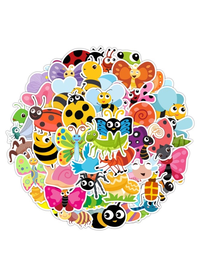 قوس قزح أورينبو ملصقات حشرات، 50 قطعة، مناسبة للأطفال والبالغين وهدايا حفلات أعياد الميلاد، ملصقات حشرات كرتونية لطيفة مقاومة للماء لأجهزة الكمبيوتر المحمول والكمبيوتر والأمتعة وزجاجات المياه ودفتر القصاصات ولوح التزلج - Image 1