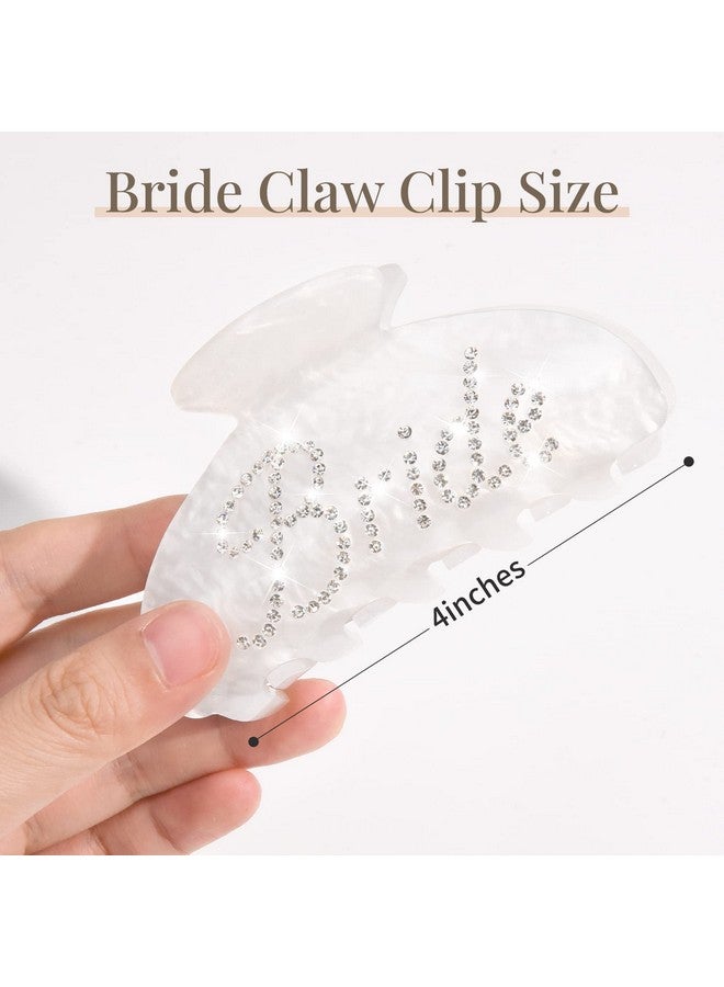 Aileam Bride Claw Hair Clip, Aileam White Acrylic Hair Clip Banana Barrettes, Rhinestone Bride Logo, Bachelorette Party Decorations Bridesmaid Gift Shower Wedding - Image 5