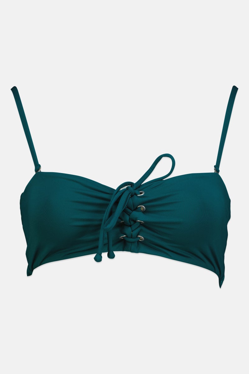 Billabong Women Solid Non-Padded Bikini Top, Green - Image 2