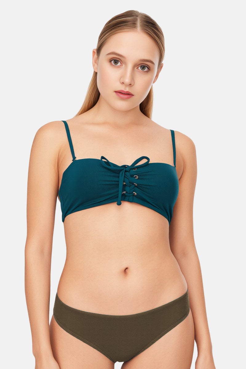 Billabong Women Solid Non-Padded Bikini Top, Green - Image 1