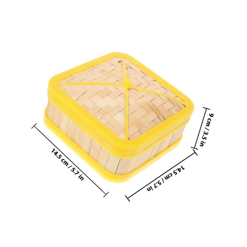 5 Inch Square Bamboo Steamer Basket Set with Lid for Dumplings Vegetables and Rice - Image 3