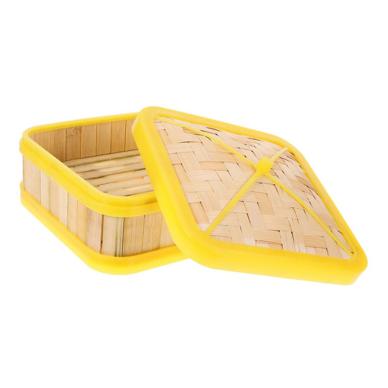 5 Inch Square Bamboo Steamer Basket Set with Lid for Dumplings Vegetables and Rice - Image 2