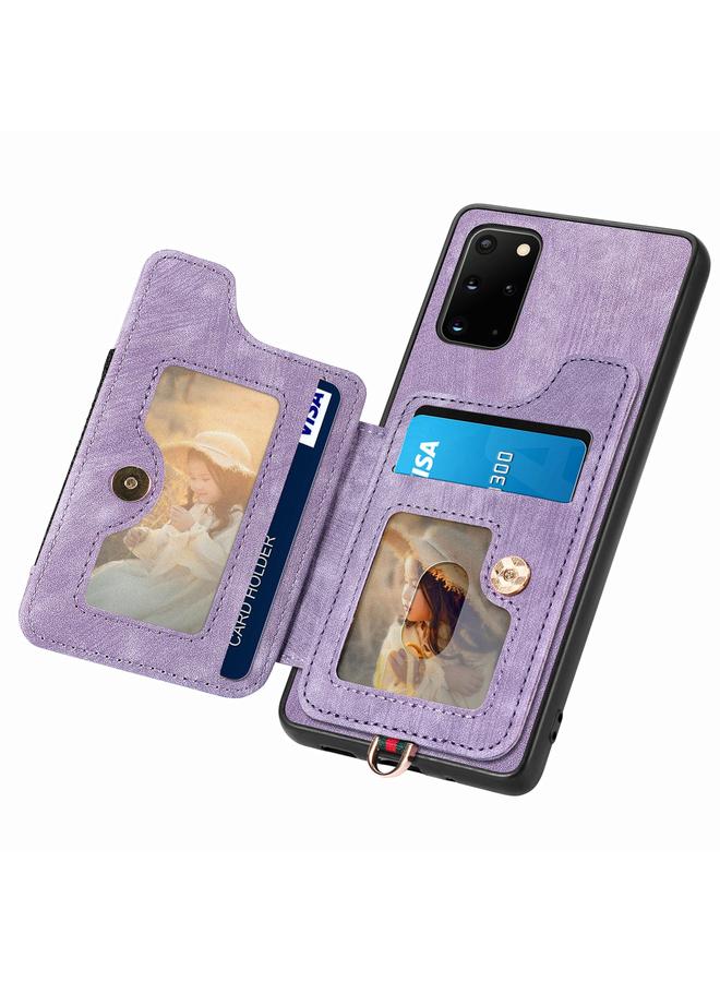 اس-توب جراب لهاتف Samsung Galaxy S20 Ultra بتصميم ريترو مع حلقة ملمس للبشرة ومحفظة بطاقات متعددة - Image 3