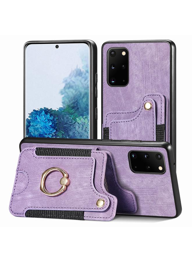 اس-توب جراب لهاتف Samsung Galaxy S20 Ultra بتصميم ريترو مع حلقة ملمس للبشرة ومحفظة بطاقات متعددة - Image 1