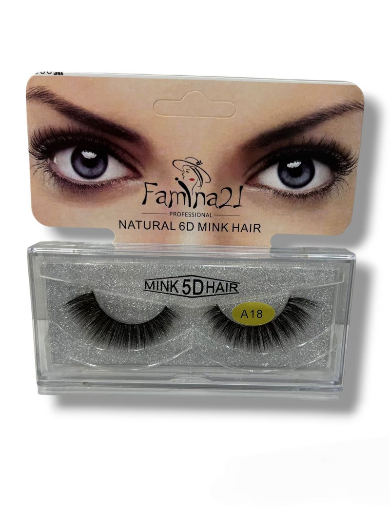 FAMINA21 Famina21 Natural 6D/5D Mink Hair Eyelashes - Set of 30 Models (A18) - Image 1