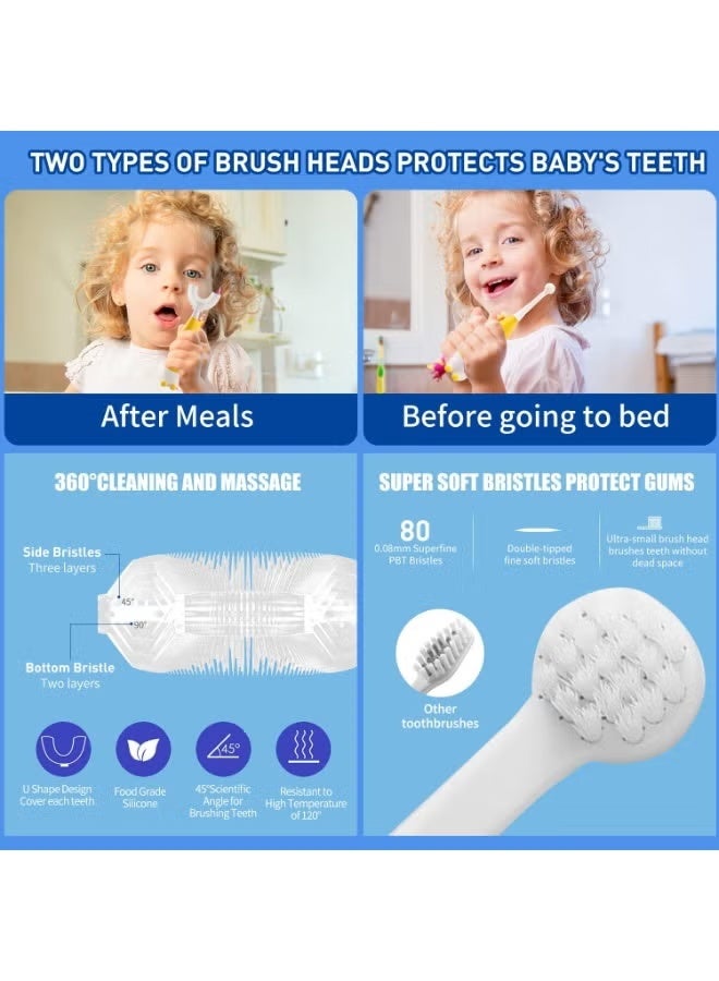 G.DUCK Yellow Duck Kids 2-in-1 Electric Toothbrush & Sonic Toothbrush Set | U-Shaped & Round Brush Heads | 30,000 VPM Gentle Sonic Cleaning | IPX7 Waterproof, Battery-Powered | Includes Foam Toothpaste & AAA Battery for Boys & Girls 2-12 Years - Image 5