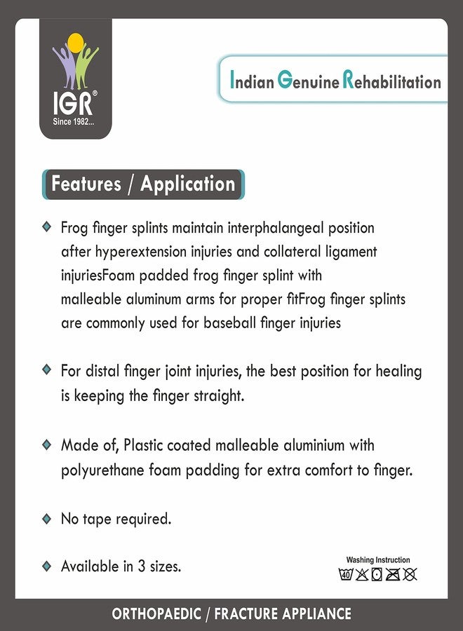 IGR جبيرة إصبع على شكل ضفدع | جبيرة إصبع على شكل ضفدع للرجال والنساء لتثبيت الأصابع المصابة، مع حشوة مريحة - قطعة واحدة - Image 3