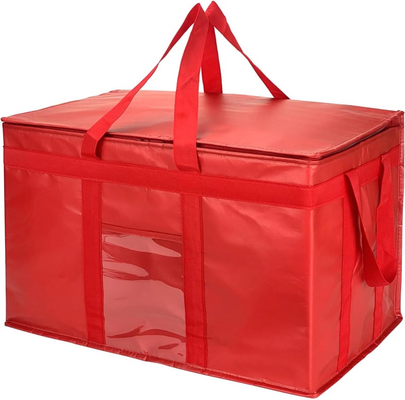 Yalin XXXL Large Insulated Cooler Bag, Styrofoam Cooler of Keep Food Hot or Cold, Reusable Double Zipper Food Delivery Bag for Grocery Shopping, 23" W x 15" H x 14" D (Red, 3XL (Pro)) - Image 1