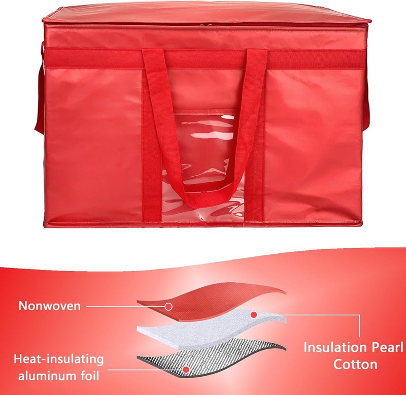 Yalin XXXL Large Insulated Cooler Bag, Styrofoam Cooler of Keep Food Hot or Cold, Reusable Double Zipper Food Delivery Bag for Grocery Shopping, 23" W x 15" H x 14" D (Red, 3XL (Pro)) - Image 4