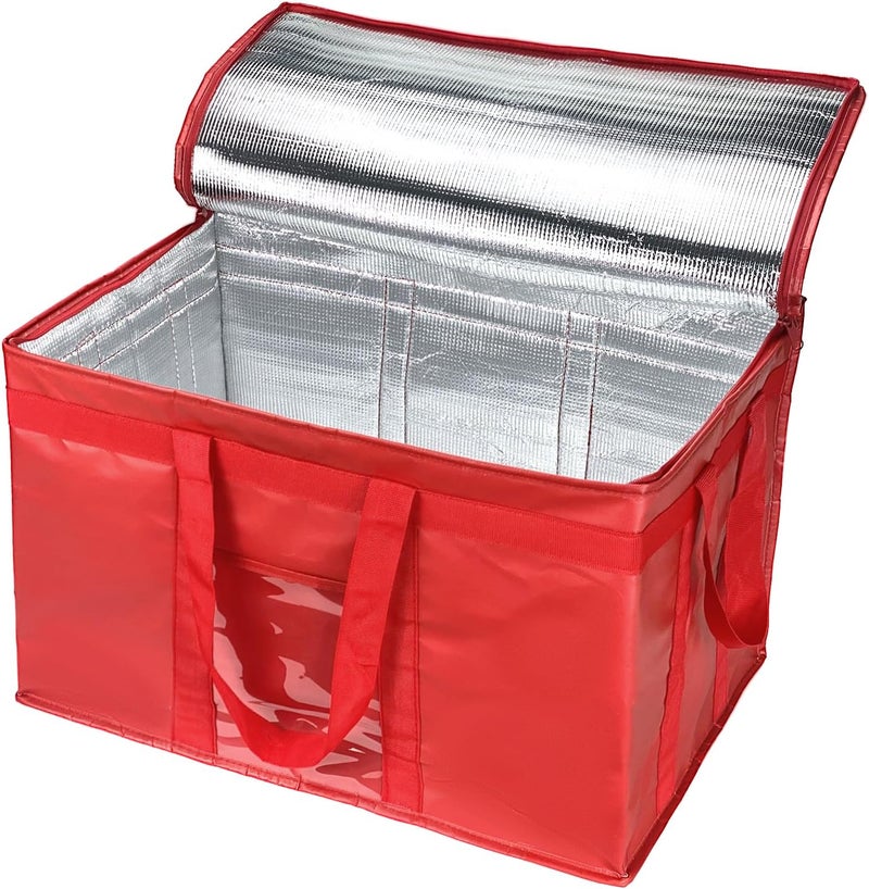 Yalin XXXL Large Insulated Cooler Bag, Styrofoam Cooler of Keep Food Hot or Cold, Reusable Double Zipper Food Delivery Bag for Grocery Shopping, 23" W x 15" H x 14" D (Red, 3XL (Pro)) - Image 2