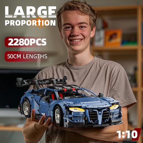 MOCBROPCS M4 Technic Building Car Set, 1:10 Champion Racing Car Building Blocks and Challenge Construction Toys, Collectible Gift for Technical Enthusiasts Adults & Boys Age 14+ (2280PCS) - Image 2