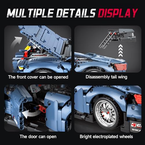 MOCBROPCS M4 Technic Building Car Set, 1:10 Champion Racing Car Building Blocks and Challenge Construction Toys, Collectible Gift for Technical Enthusiasts Adults & Boys Age 14+ (2280PCS) - Image 4