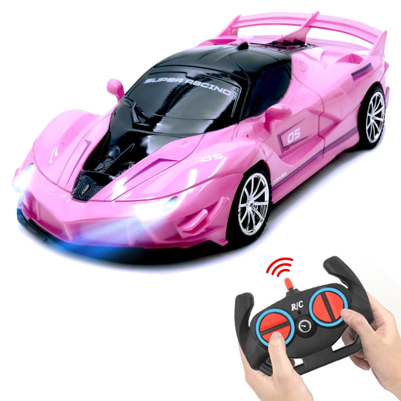 Yomwet Remote Control Car Pink RC Cars for Girls Rechargeable RC Racing Electric Power On Road High Speed Drift Model Vehicle Toy with Led Headlight Birthday for Kids Age 3 - Image 2