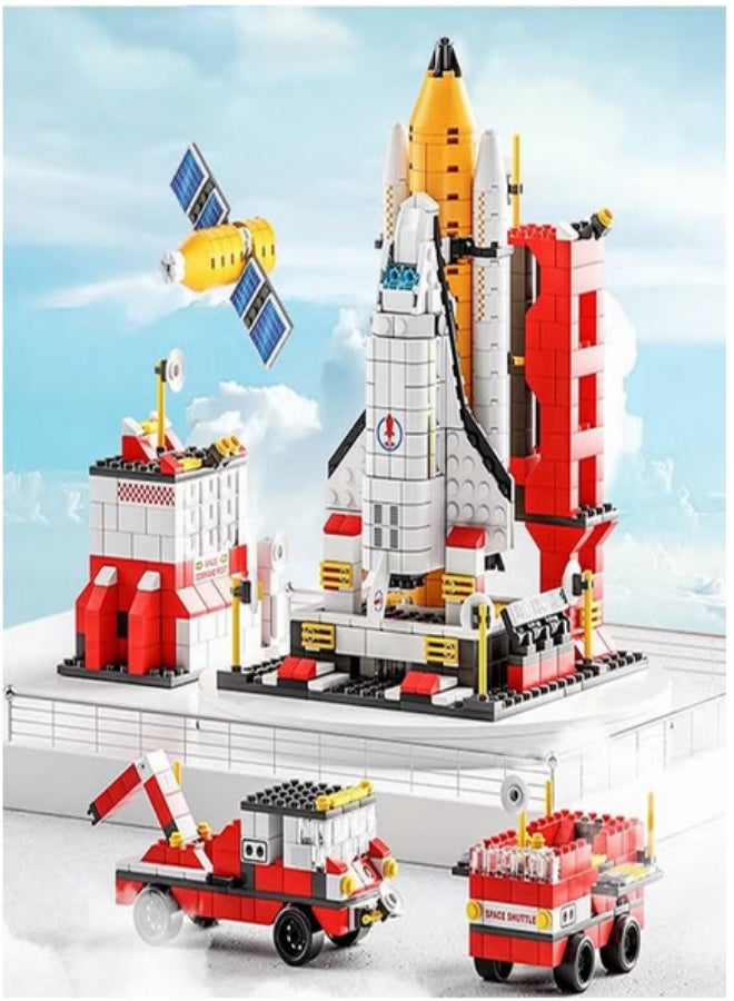 مجموعة مكعبات بناء مركبة استكشاف الفضاء الصاروخية وقاذفة الصواريخ، ألعاب 6 في 1، مجموعة أدوات STEAM الفضائية، هدية نموذجية لأعياد الميلاد ويوم الطفل (أكثر من 1000 قطعة) - Image 2