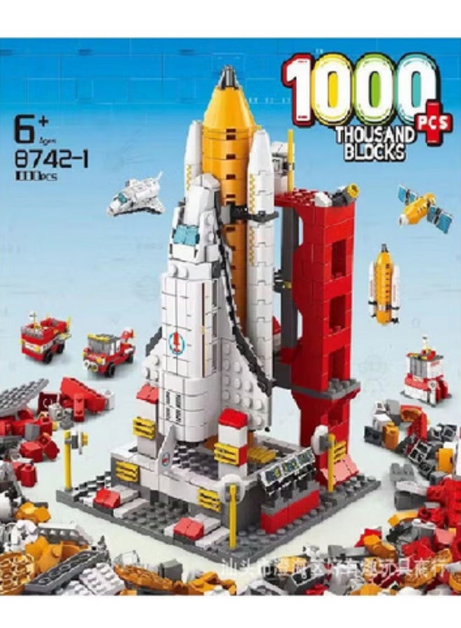 مجموعة مكعبات بناء مركبة استكشاف الفضاء الصاروخية وقاذفة الصواريخ، ألعاب 6 في 1، مجموعة أدوات STEAM الفضائية، هدية نموذجية لأعياد الميلاد ويوم الطفل (أكثر من 1000 قطعة) - Image 3
